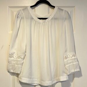 New York & Company white Blouse with Lace Accents
